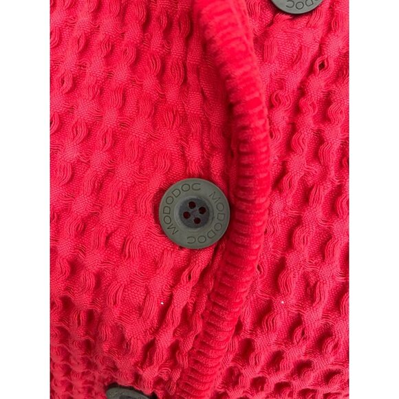 Mod-o-doc‎ Waffle Textured Cardigan red preppy sz S - Picture 4 of 8
